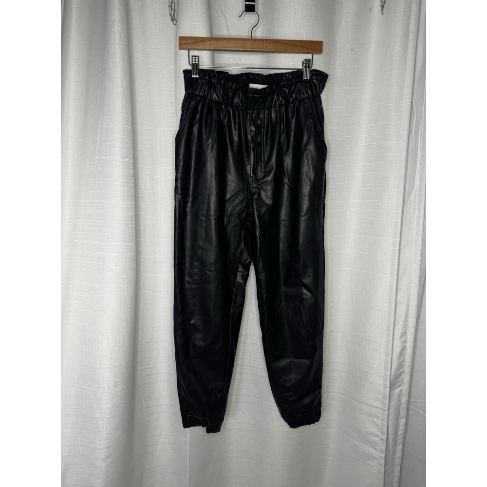 Abercrombie & Fitch Vegan Leather Jogger Pants Womens M Black Paperbag NWOT